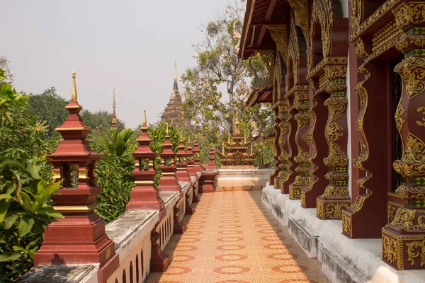 Beuaty Corredor Decorado Templo Chiang Mai — Fotografia de Stock