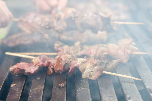 Carne Parrilla Barbacoa Cocinada Aire Libre — Foto de Stock