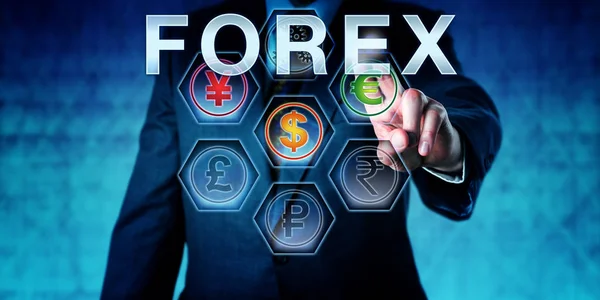 Interbankhandlare Som Vidrör Forex Interaktiv Kontrollskärm Affärsidé Valutaomräkning Och Akronym — Stockfoto