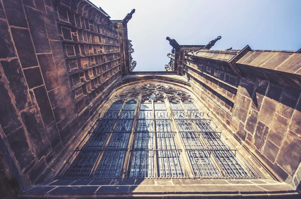 Utsikt Över Vitus Katedralen Prag Tjeckiska Republiken Vintage Effekt — Stockfoto