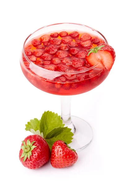 Dessert Aus Reifen Süßen Erdbeeren Auf Weißem Hintergrund — Stockfoto