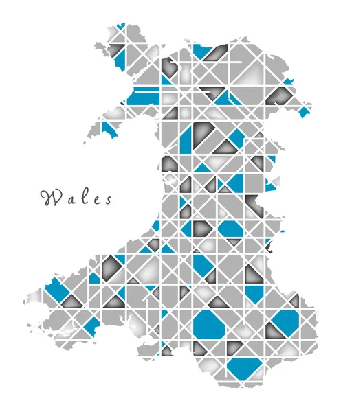 Wales Karta Kristall Stil Konstverk — Stockfoto
