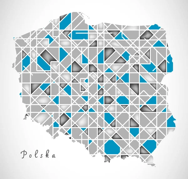 Polen Karta Kristall Stil Konstverk — Stockfoto