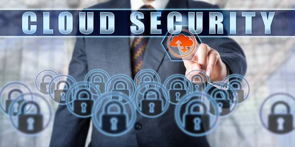 Enterprise Manager Duwen Cloud Security Een Interactieve Touch Screen Interface — Stockfoto