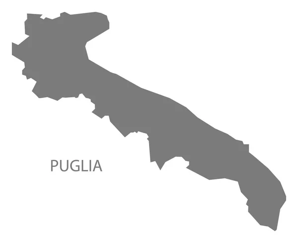 Puglia Itálie Mapa Šedé — Stock fotografie