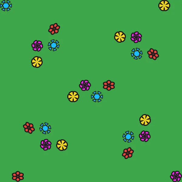 緑の背景にシームレスな花の形のパターン — ストック写真