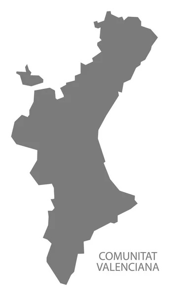 Comunitat Valenciana España Mapa Gris — Foto de Stock