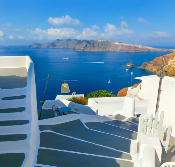 Vista Mar Desde Oia Pueblo Más Hermoso Isla Santorini Grecia —  Fotos de Stock