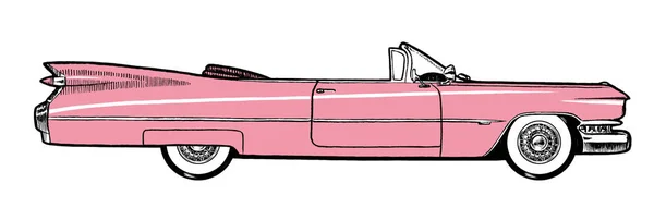 Pink Authentic 1959 Classic Retro Car Aislado Sobre Fondo Blanco — Foto de Stock