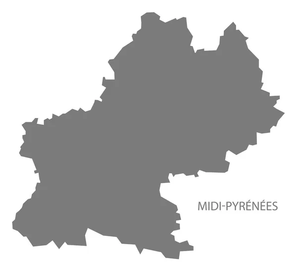Midi Pyrenees法国地图灰色 — 图库照片