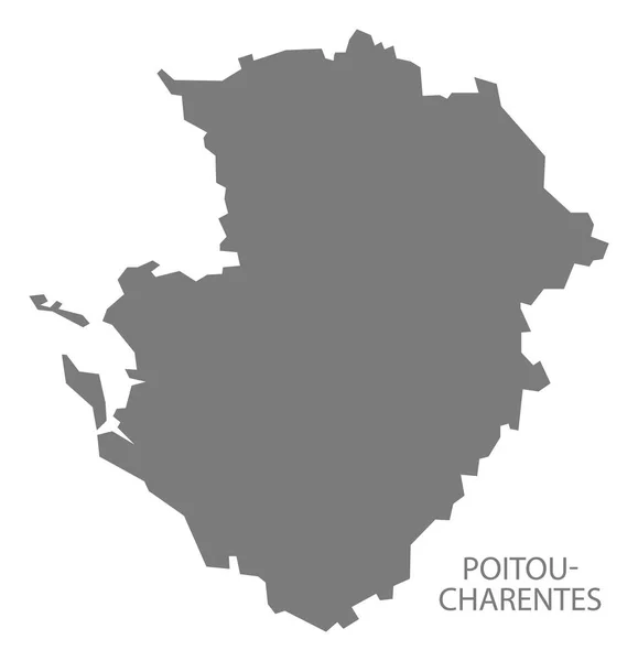 Poitou Charentes França Mapa Cinza — Fotografia de Stock