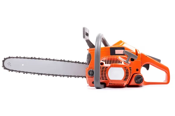 Orange Chain Saw White Background — Stock Photo, Image