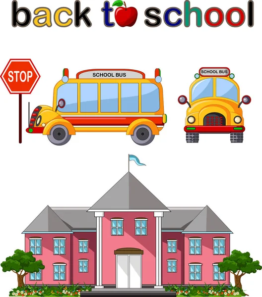 Retour École Avec Autobus Scolaire Formation Construction Scolaire — Photo