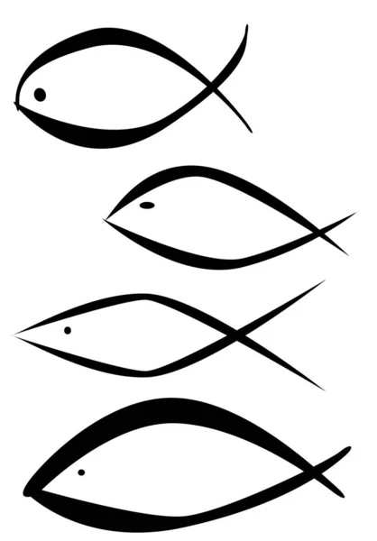 Collection Four Christian Fishes — Stock Photo, Image