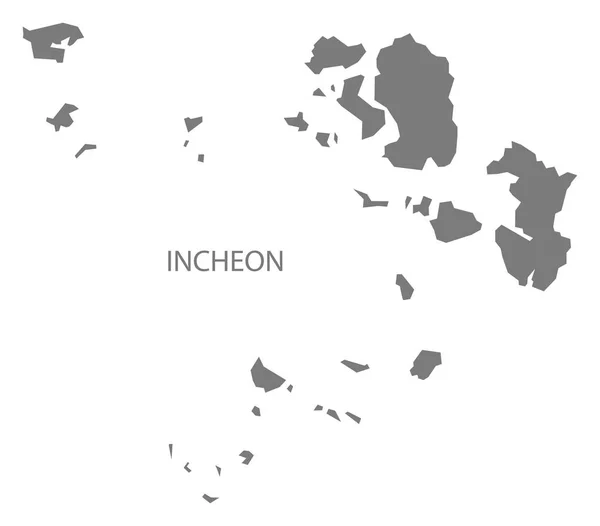 Incheon Coreia Sul Mapa Cinza — Fotografia de Stock