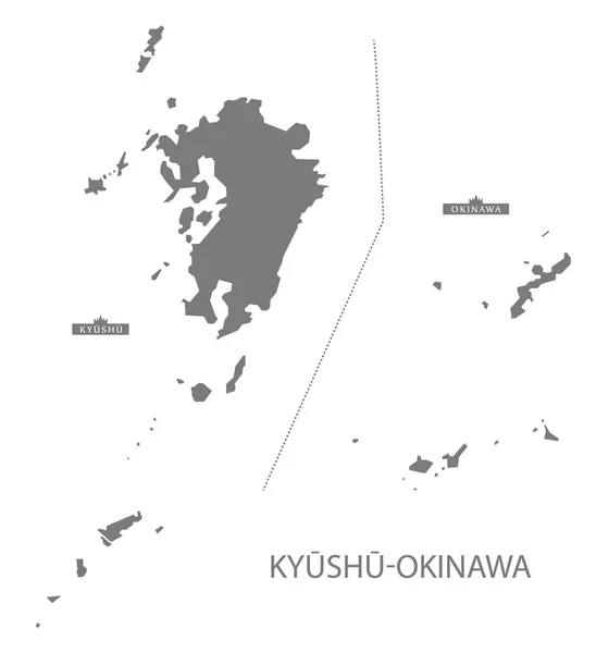 Kyushu Okinawa Japón Mapa Gris —  Fotos de Stock