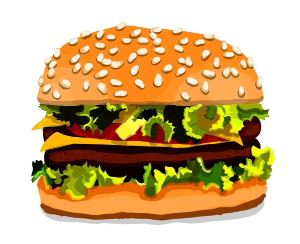 Ручний Намальований Гамбургер Ізольований Білому Тлі Векторні Ілюстрації — стокове фото