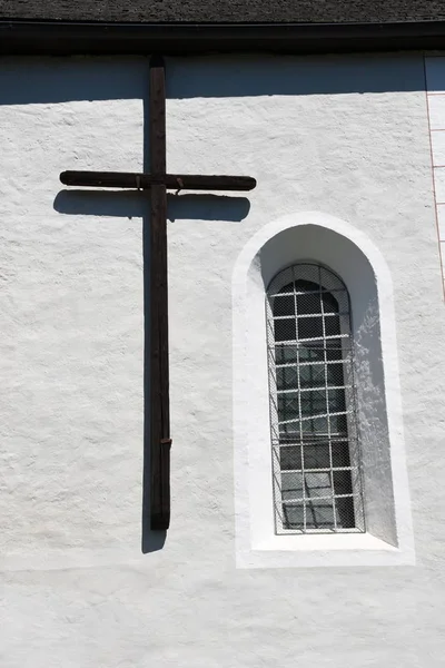 Church Branch Church Radlach Steinfeld Carinthia Fresco Cross Steeple — 스톡 사진
