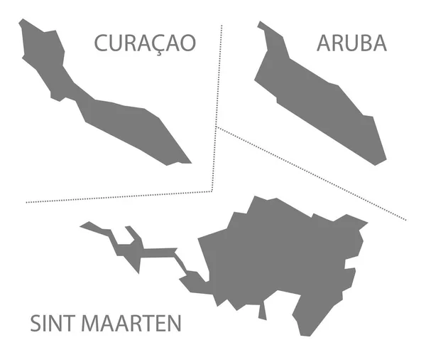 Curacao Aruba Sint Maarten Islands Holandia Mapa Szara — Zdjęcie stockowe