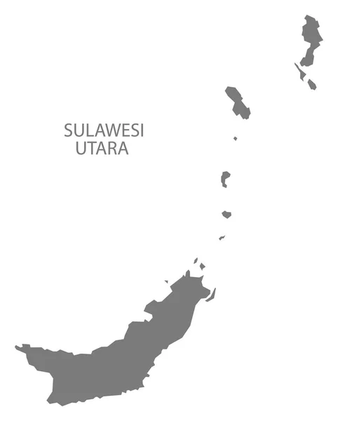 Sulawesi Utara Indonezja Mapa Kolorze Szarym — Zdjęcie stockowe
