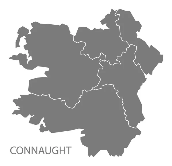 Connaught with counties Ireland Map grey