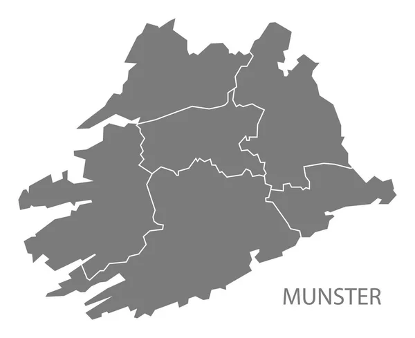 Munster Counties Ireland Map Grey — 图库照片