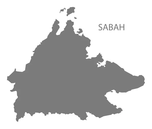 Sabah Malaysia Mapa Cinza — Fotografia de Stock