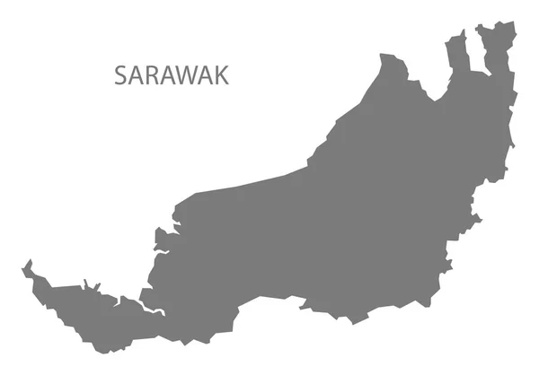 Sarawak Malezja Mapa Kolorze Szarym — Zdjęcie stockowe