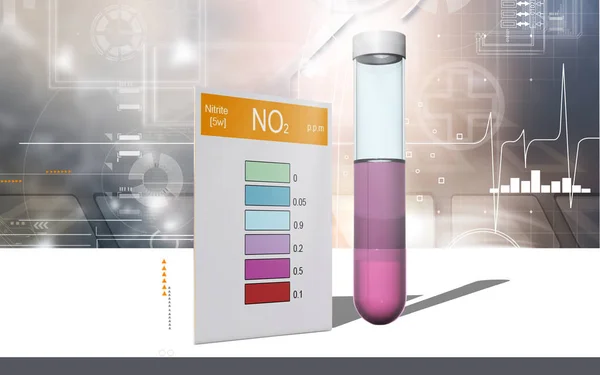 彩色背景下亚硝酸盐测试的数字图像 — 图库照片
