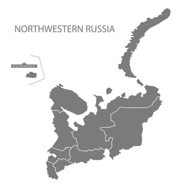 国境のあるロシア北西部地図グレー — ストック写真