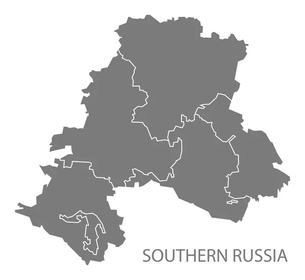 Südrussland Mit Grenzen Landkarte Grau — Stockfoto