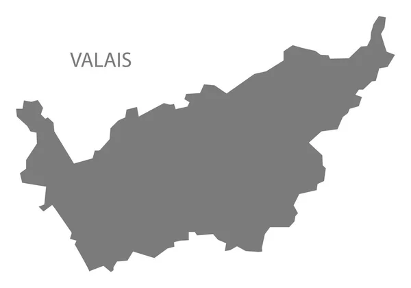 Valais Sviçre Haritası Gri — Stok fotoğraf