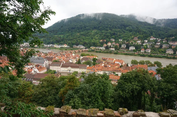 Heidelberg Oude Stad Aldstadt Uitkijkpunt Van Scheffelterasse Een Kasteel Terras — Stockfoto