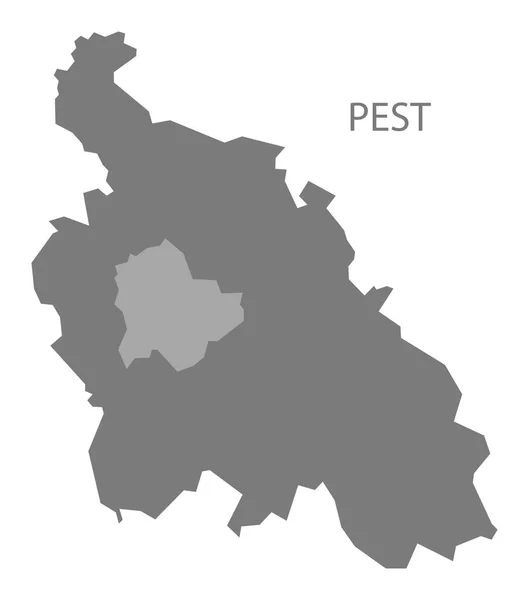 灰色での害虫ハンガリー地図 — ストック写真