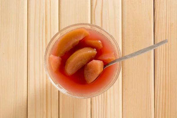 Složení Sušeného Jablka Misce Dřevěném Stole — Stock fotografie