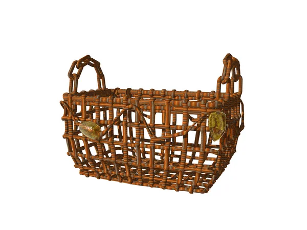 Wicker Basket Isolated White Background — Stock Photo, Image
