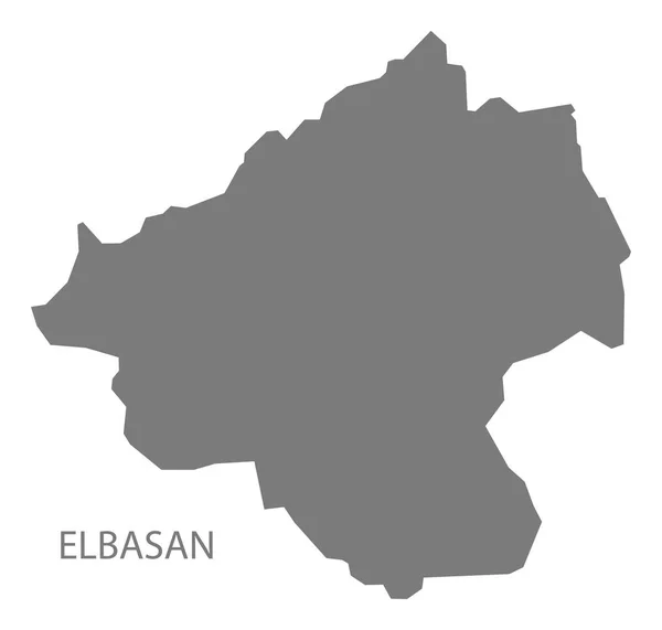 Elbasan Albania Mapa Gris —  Fotos de Stock