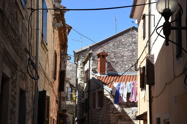 Umag Istria Cidade Velha Cidade Casa Casas Lavandaria Ruela — Fotografia de Stock