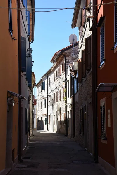 Novigrad City Alley Screen Umbrellas Winding Narrow Historical — Stok fotoğraf