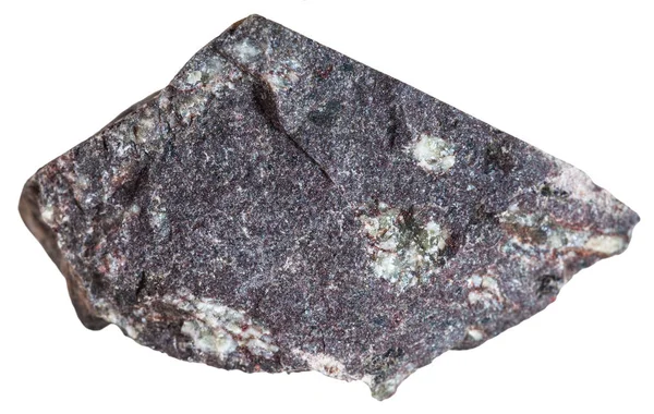 火成岩試料のマクロ撮影 玄武岩ポルフィリン酸塩 鉱物を白色の背景に単離 — ストック写真