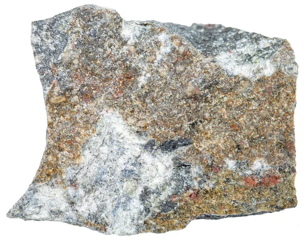 Macrotiroteio Espécimes Rocha Ignorantes Mineral Andesita Isolado Fundo Branco — Fotografia de Stock