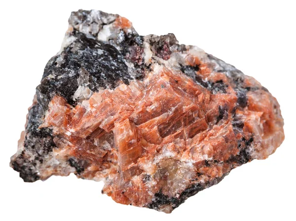 Macrotiroteio Espécimes Rocha Ignorantes Mineral Granito Vermelho Natural Isolado Fundo — Fotografia de Stock