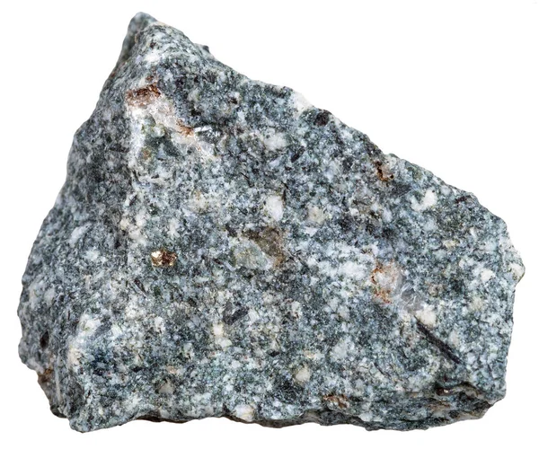 Makroaufnahmen Von Gesteinsproben Aus Igneous Natürliches Dioritmineral Isoliert Auf Weißem — Stockfoto