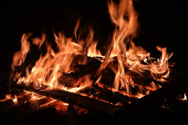 Φωτιά Νύχτα Φλόγα Καίει — Φωτογραφία Αρχείου