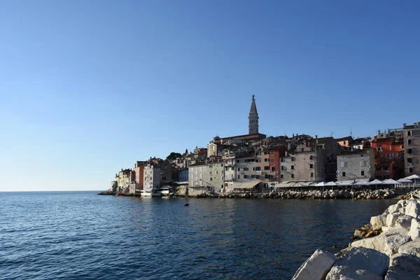 Rovinj City Old Town Middle Ages Houses Alley Coast Shore — 图库照片
