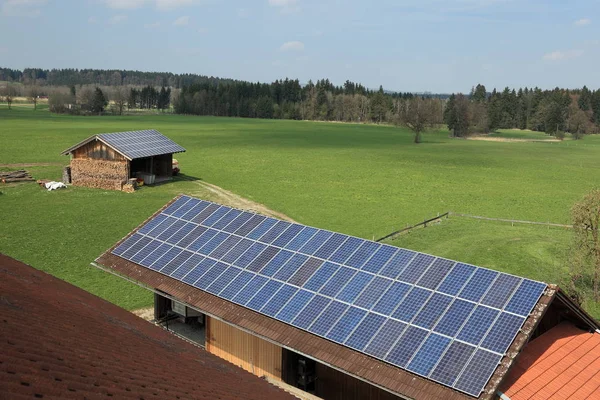 Solcellssystem Solenergi Och Elkraft — Stockfoto