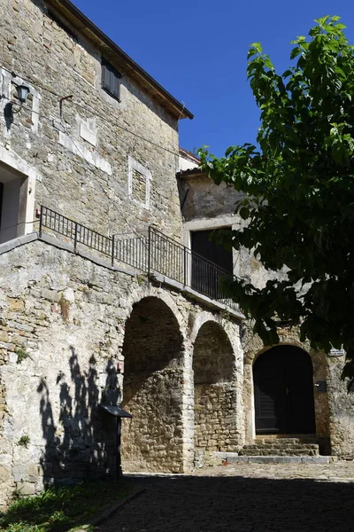 Gronzjan Istria Croatia Ciudad Casas Casco Antiguo Callejón Casa Piedra — Foto de Stock