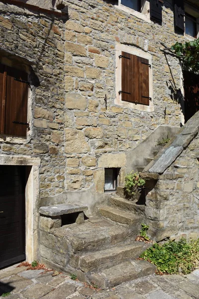 Gronzjan Istria Croatia Ciudad Casas Casco Antiguo Callejón Casa Piedra — Foto de Stock