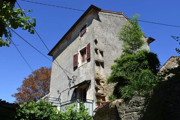 Gronzjan Istria Croatia Ciudad Casas Casco Antiguo Callejón Casa Piedra —  Fotos de Stock