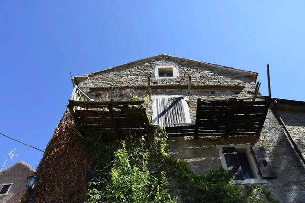 Gronzjan Istria Croatia Ville Maisons Vieille Ville Ruelle Maison Pierre — Photo